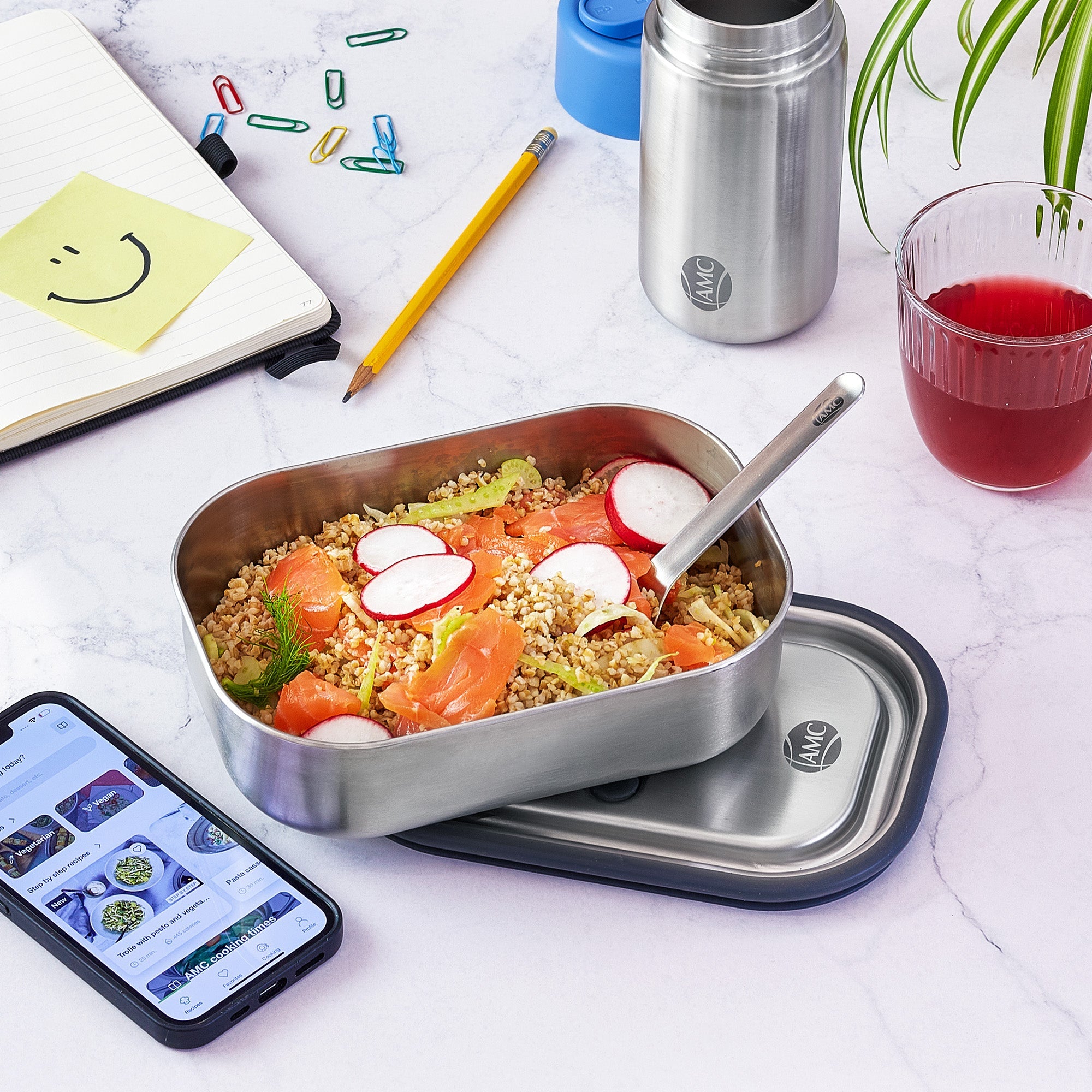 Lunch Box aus Edelstahl, blau, 1000ml