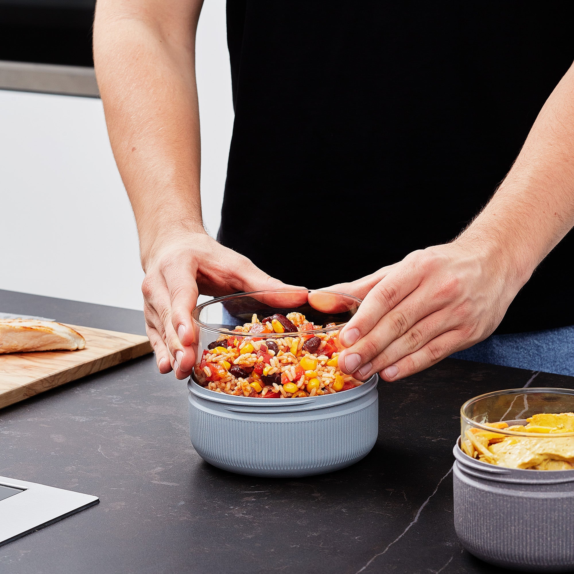 Lunch Bowl aus Glas, hellgrau, 750ml