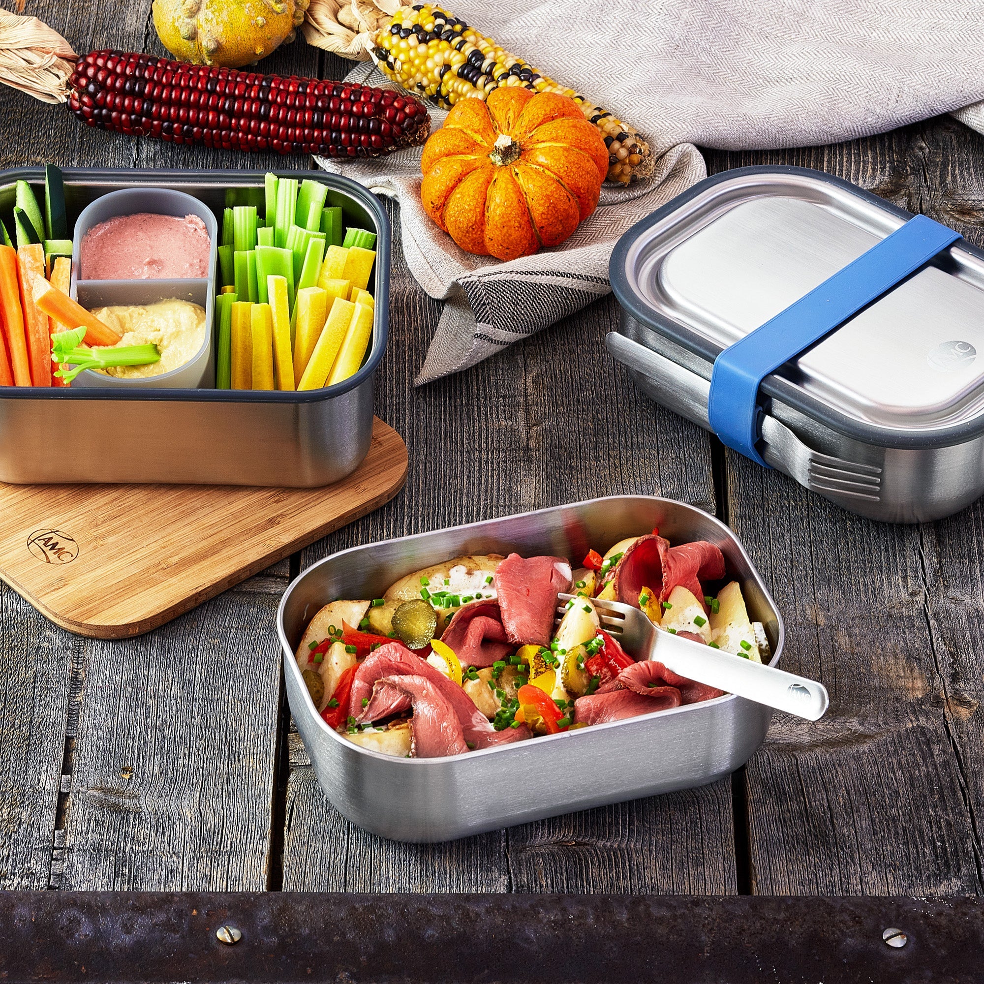 Sandwich Box aus Edelstahl, hellgrau, 1250ml